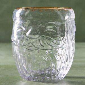 Anthropologie Clear Glass Santa North Pole Juice glass